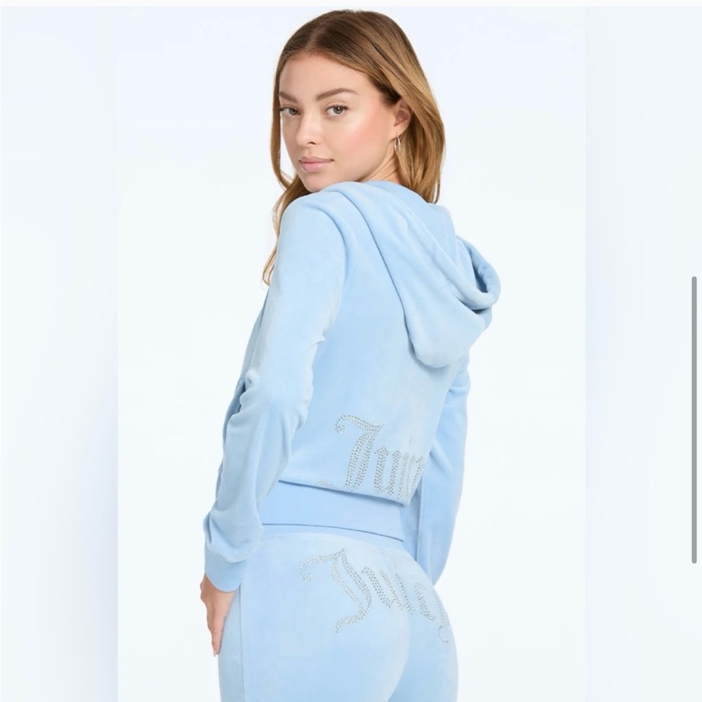 NWT Set Juicy Couture “Frosted” Light Blue OG Bling Velour Tracksuit Set